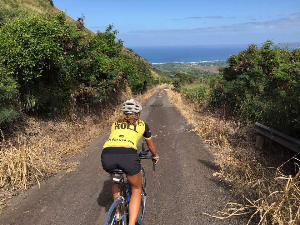 Woman biking outdoors